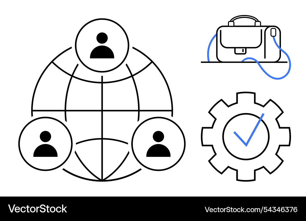 Global team networking and collaboration through Global team networking and collaboration through vector image