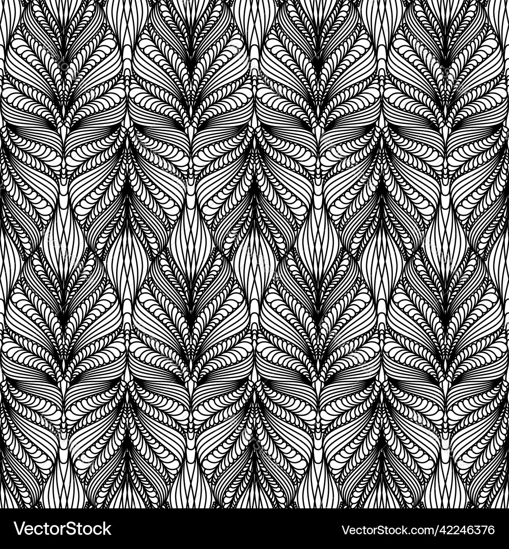 Intricate Black & White Curl Pattern vector image