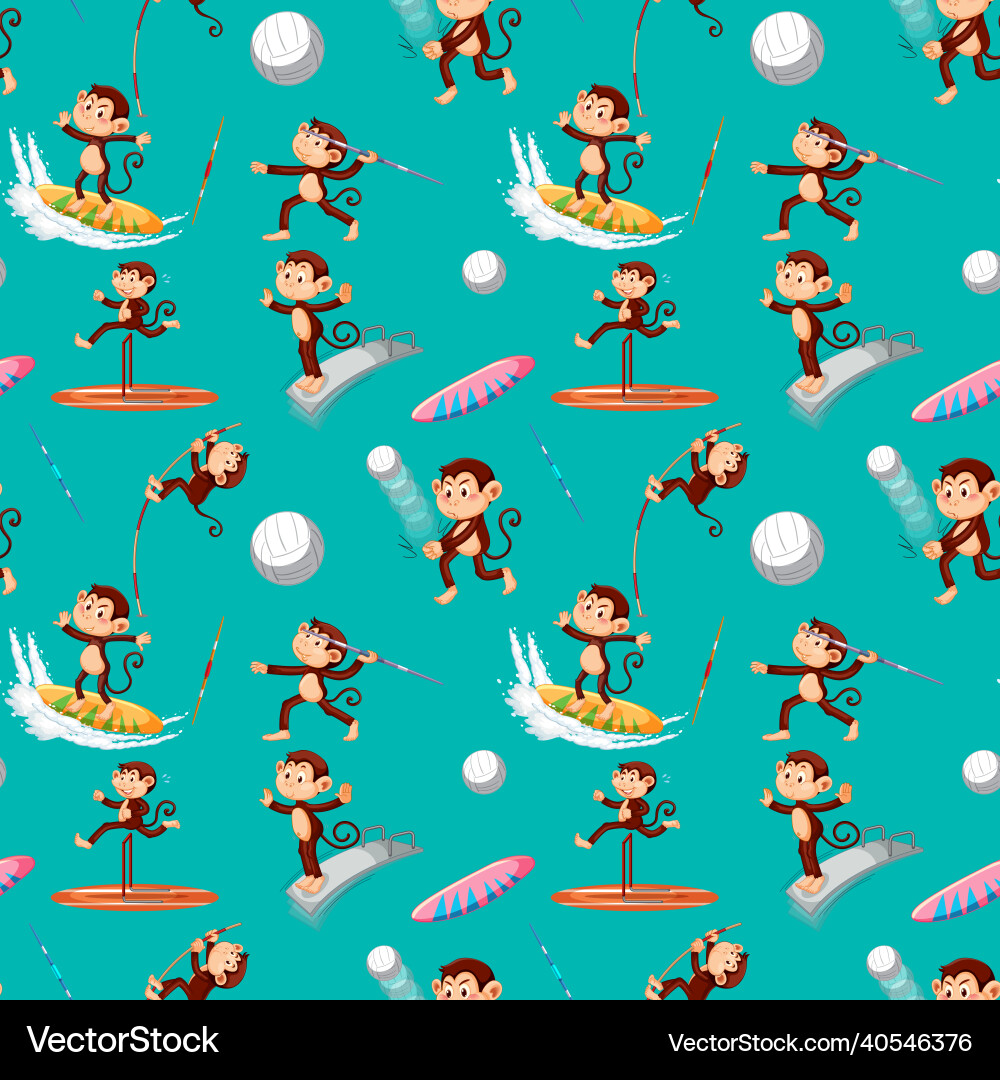 Monkey seamless pattern background Monkey seamless pattern background Vector Image