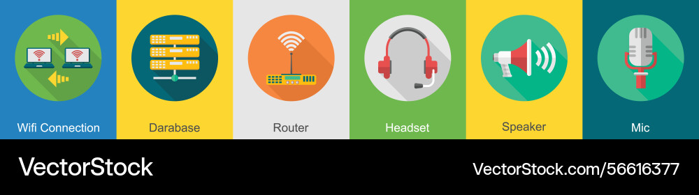 A set of 6 communication icons as wifi connection Vector Image