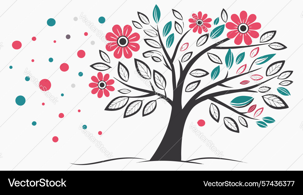 Abstract tree with flowing leaves design Vector Image