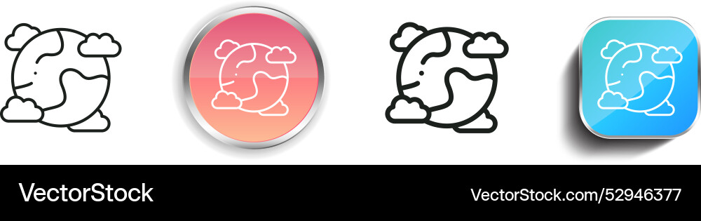 Cloudy icon thin linear regular and button style vector image