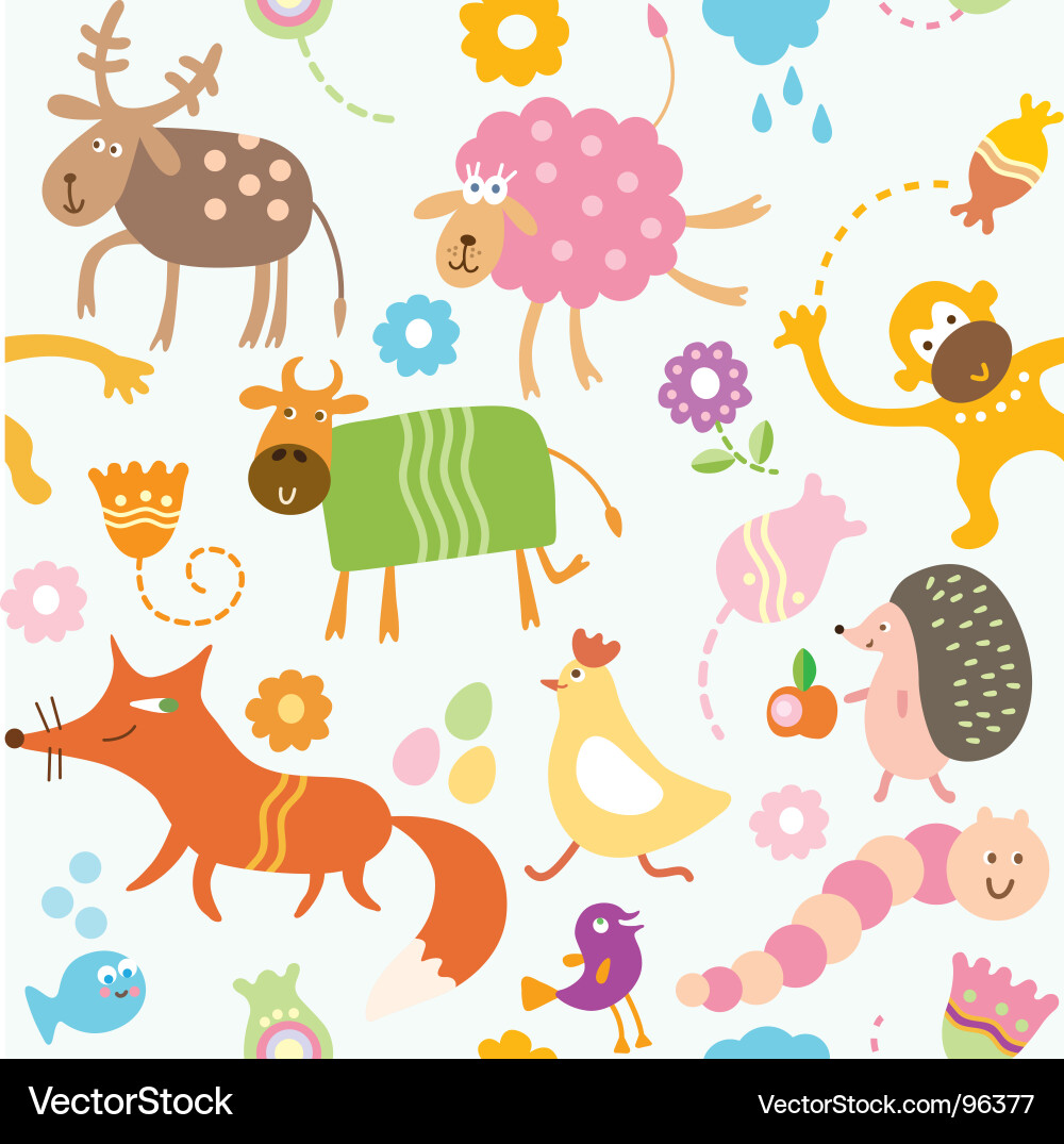 Cute Cartoon Animal Pattern vector image