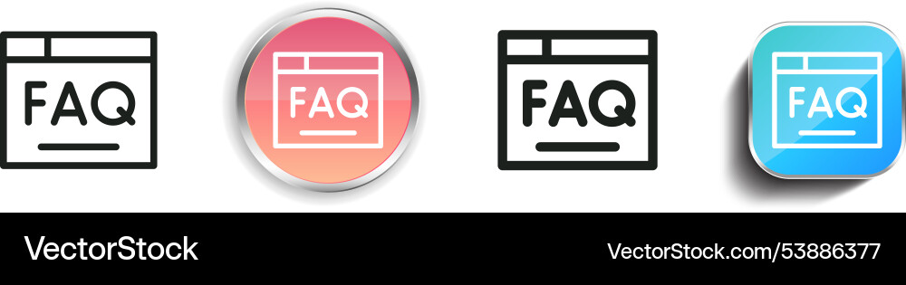 Faq icon thin linear regular and button style Faq icon thin linear regular and button style Vector Image