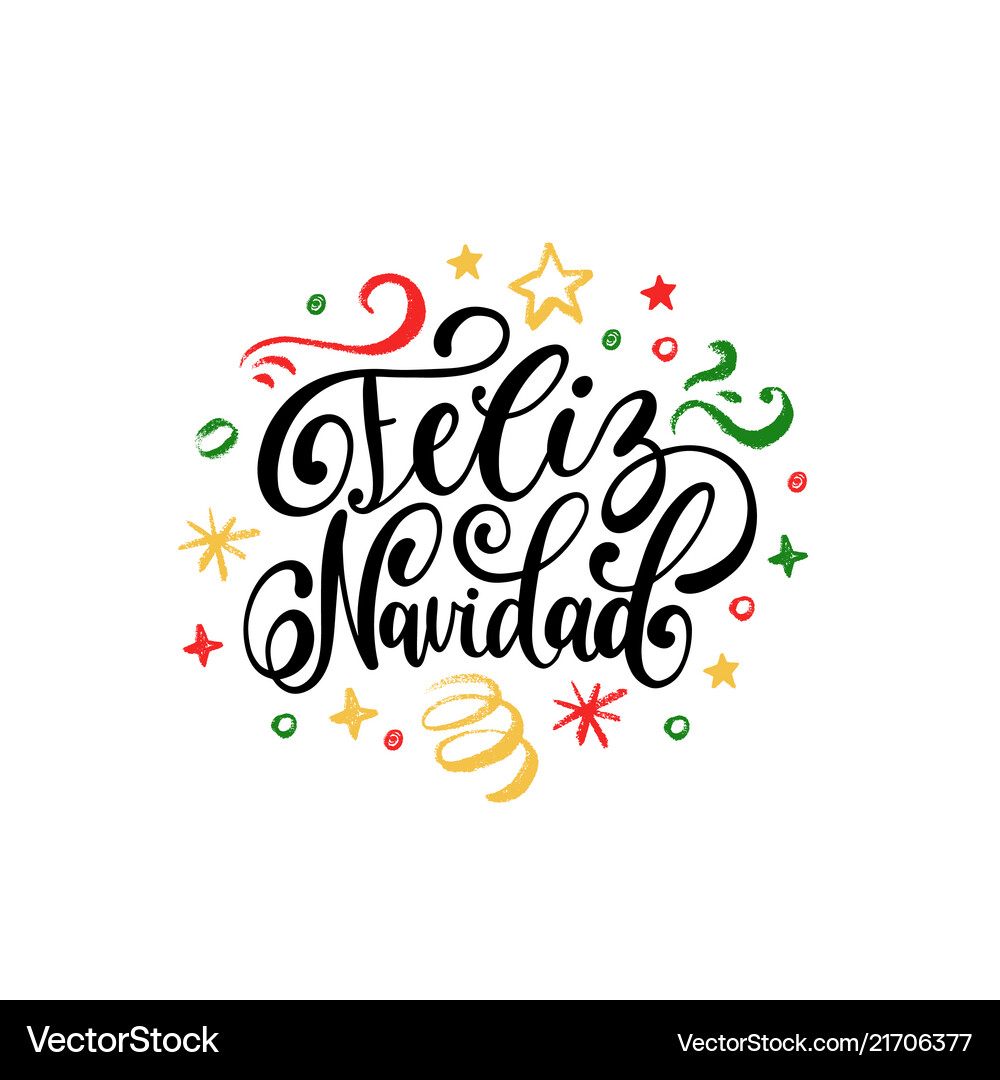 Feliz Navidad Hand Lettering – Royalty-Free Vector | VectorStock, image size:1000x1080