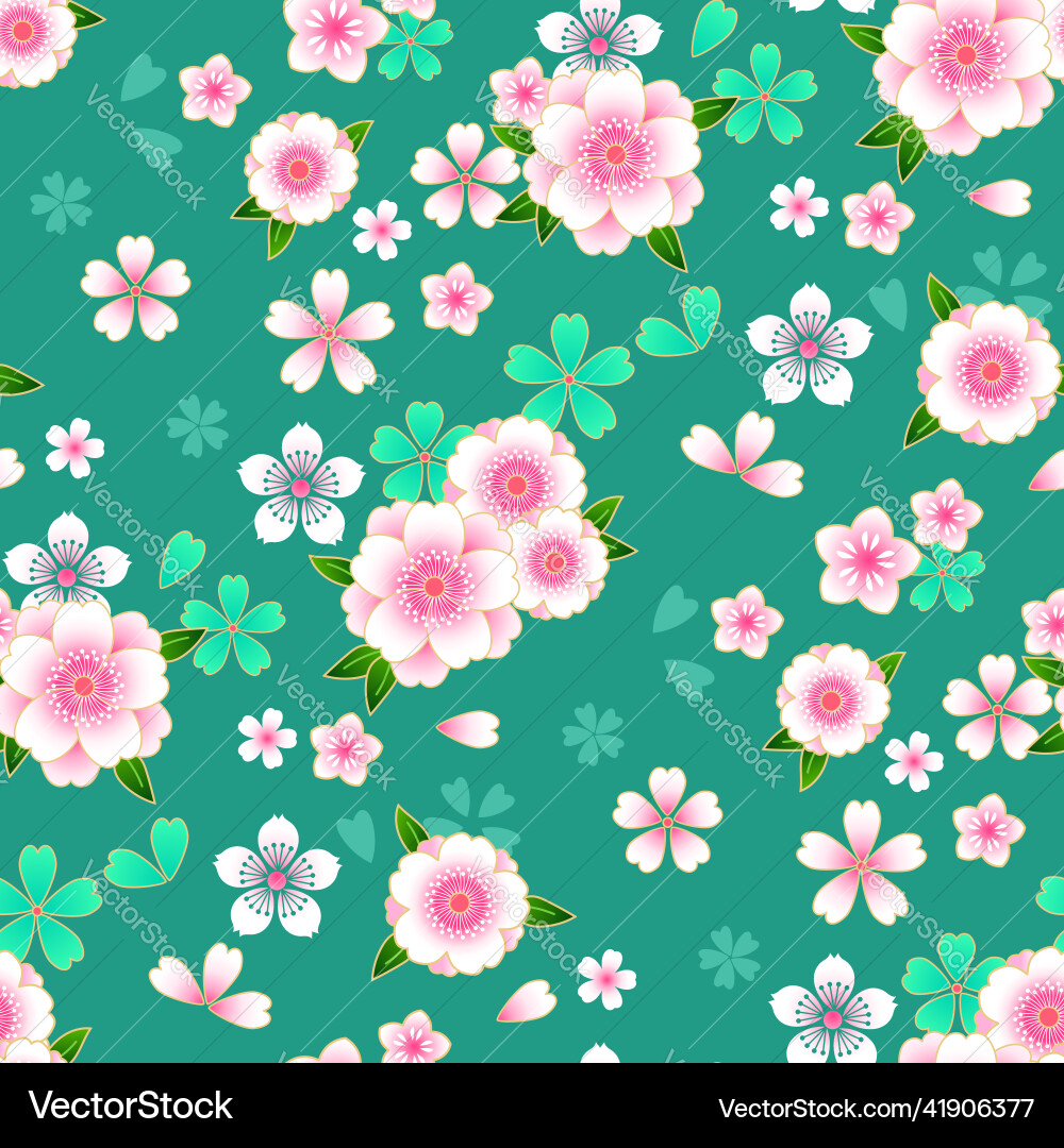 Japanese spring floral background in traditional Japanese spring floral background in traditional vector image
