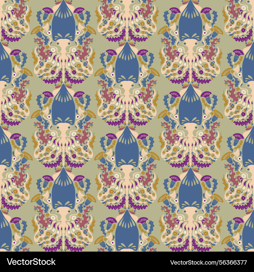 Seamless pattern with decorative squids Seamless pattern with decorative squids Vector Image