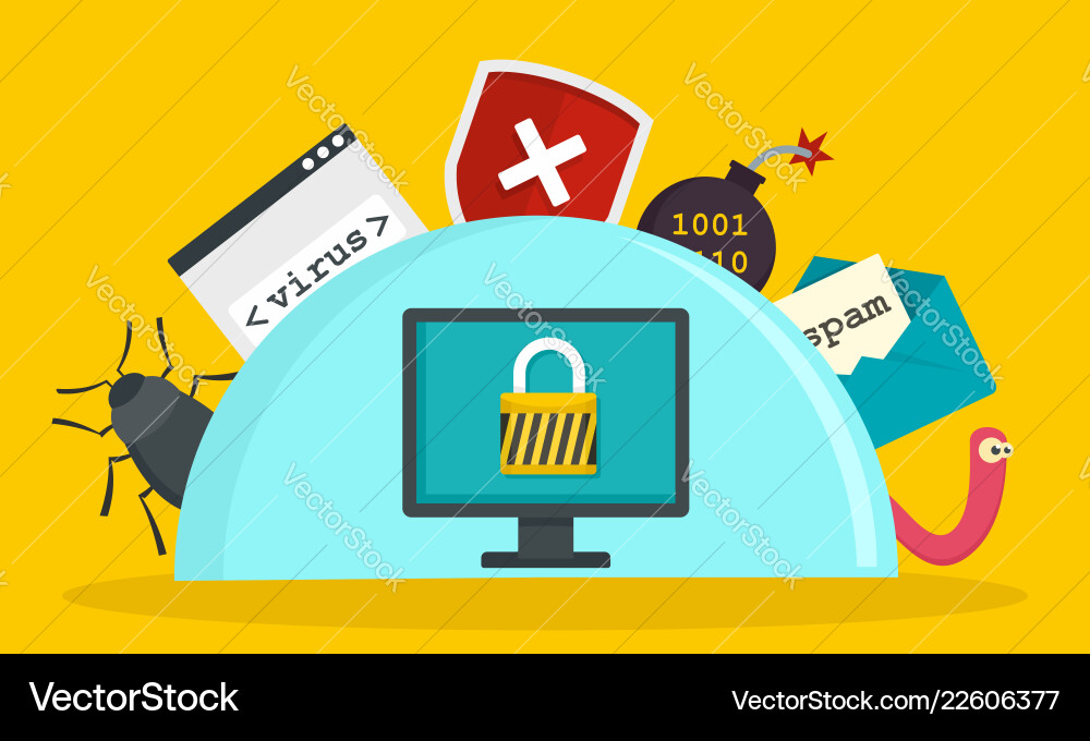 Secured computer concept background flat style Secured computer concept background flat style vector image