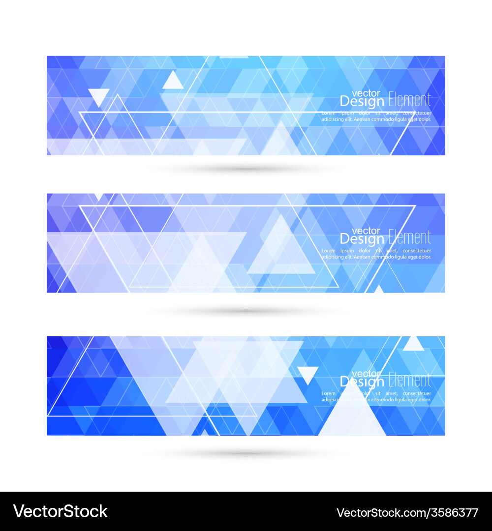 Set of banners with triangles and polygon mesh vector image