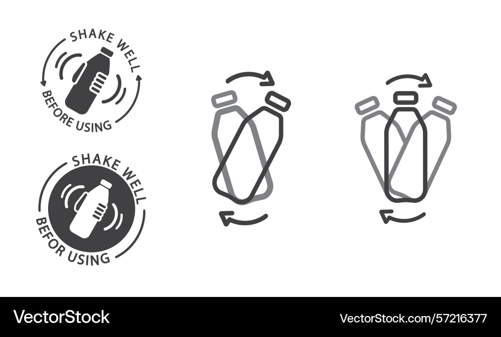 Shake well before using set label icon Vector Image