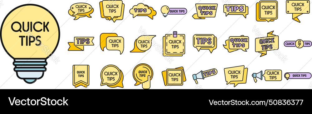Tips icons set color line Tips icons set color line vector image