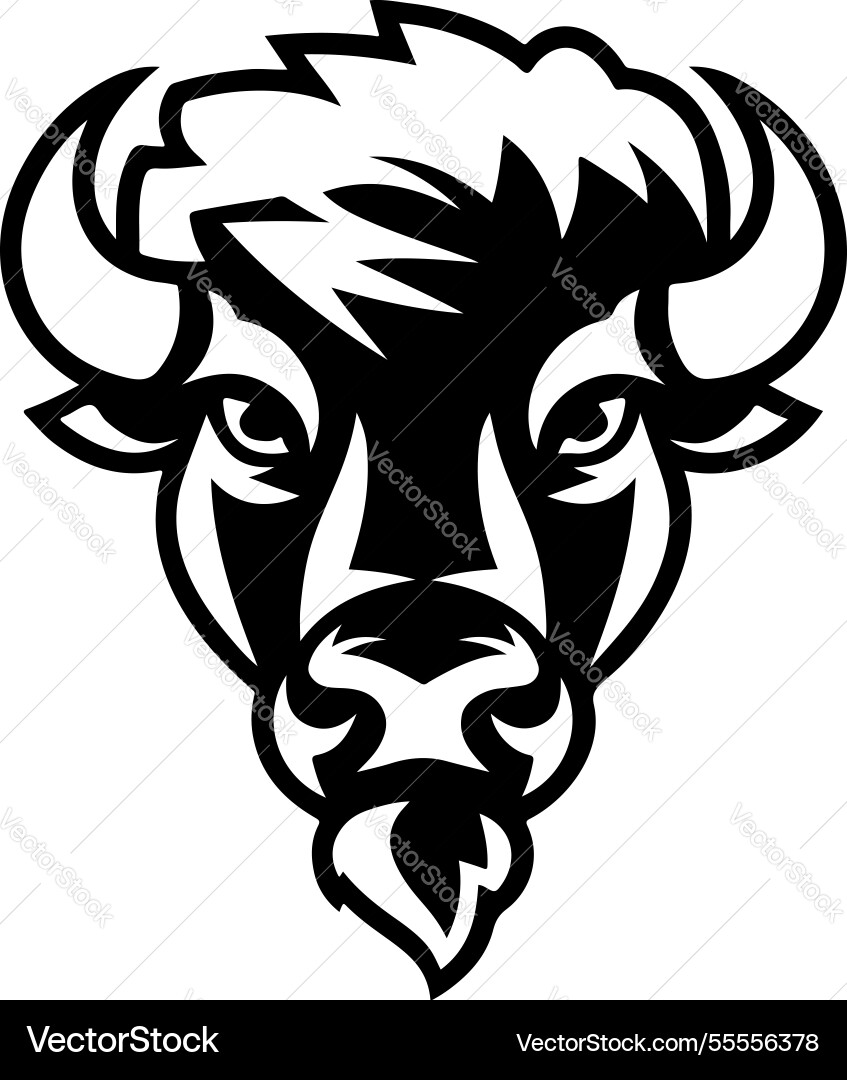 Bison Kopf im monochromen Logo Bison Kopf im monochromen Logo vektorbild