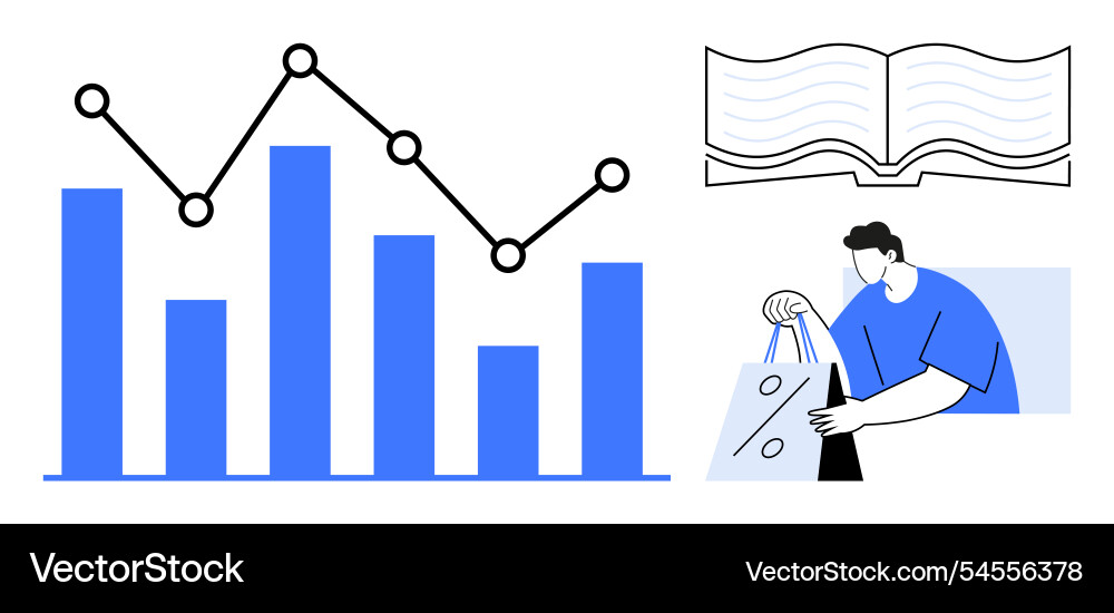Business analytics with bar chart and line graph Business analytics with bar chart and line graph Vector Image