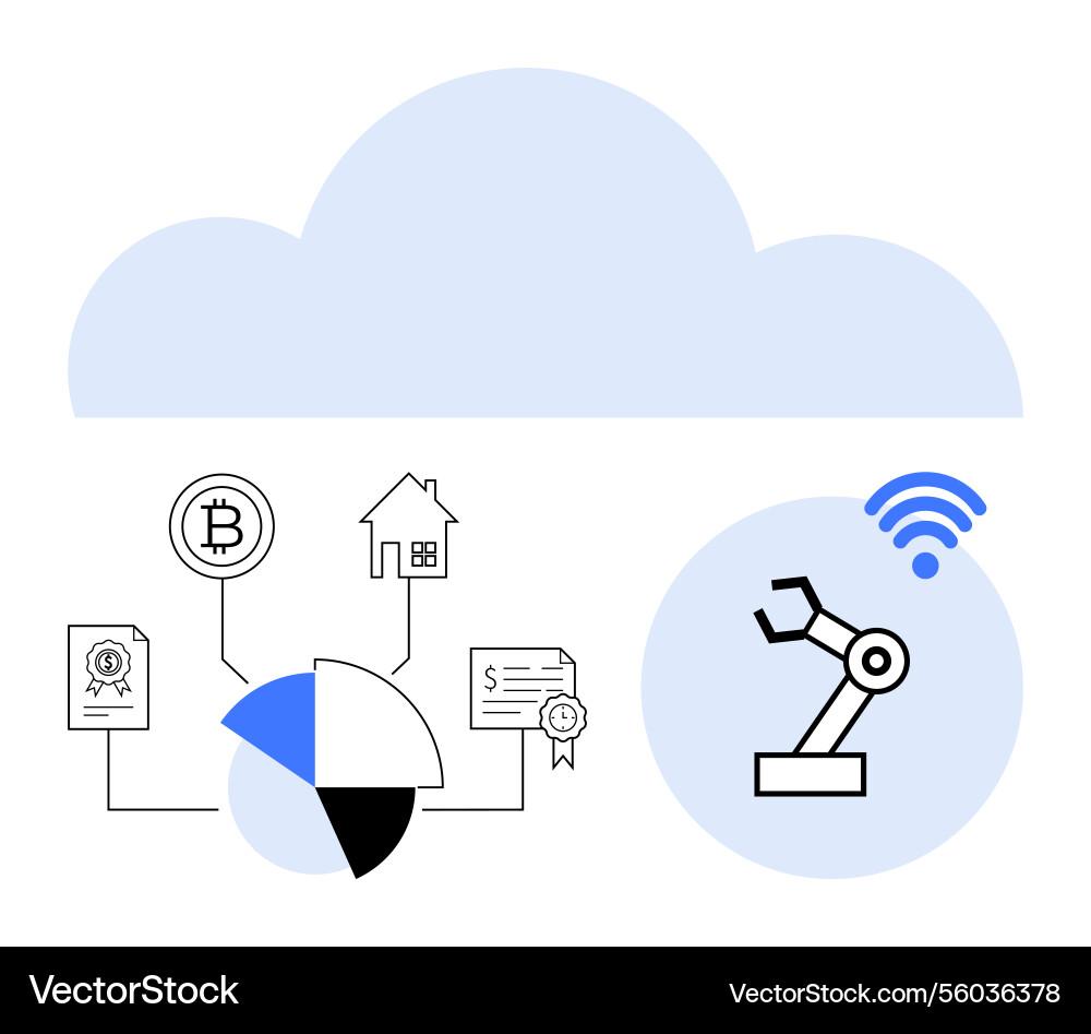 Cloud-basierte Integration von iot blockchain Vektorbild