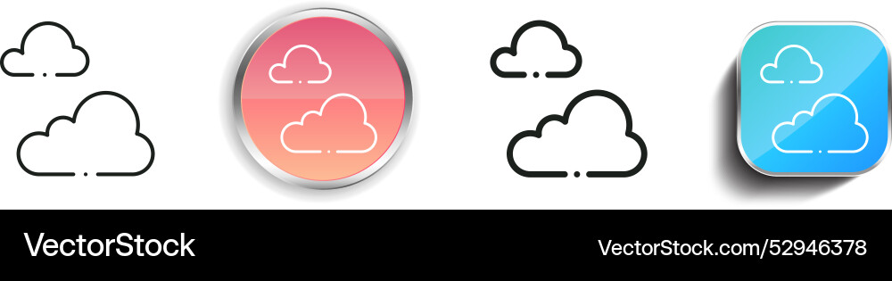Cloudy icon thin linear regular and button style vector image