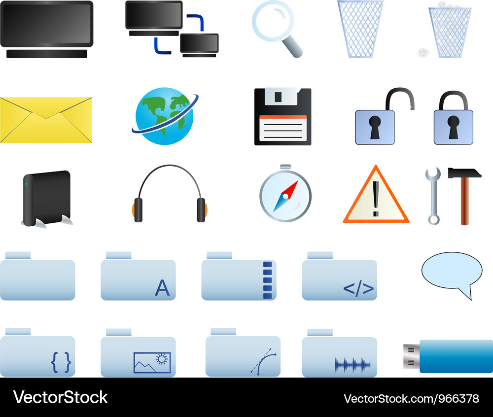 Computer icons set web20 Vector Image