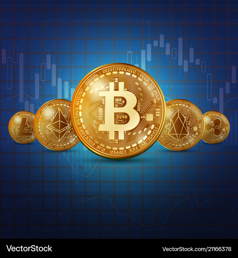 Golden Cryptocurrency Coins Background – Royalty-Free Vector | VectorStock