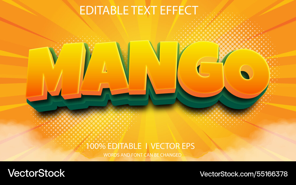 Mango text effect with modern style design Vector Image