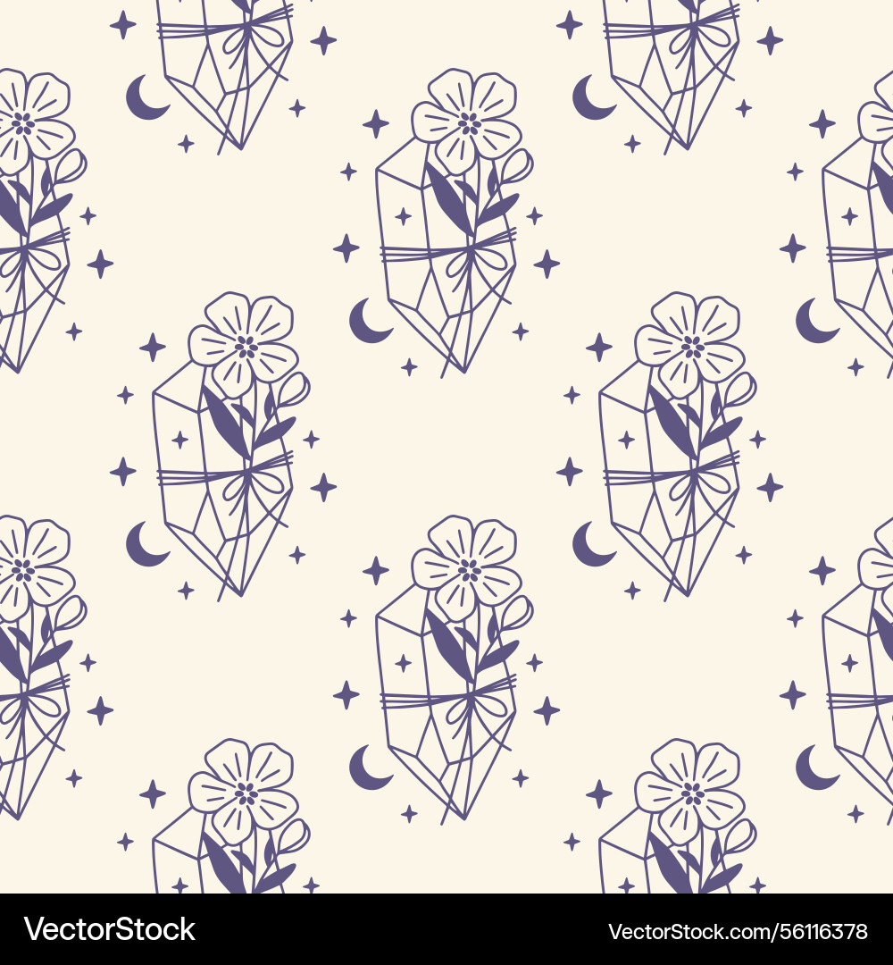 Mystical pattern with crystal Vector Image