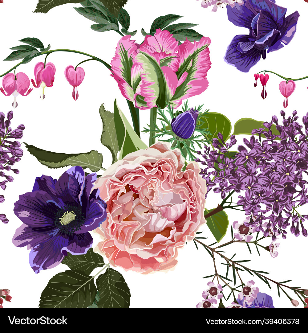 Pink Rose Floral Pattern vector image