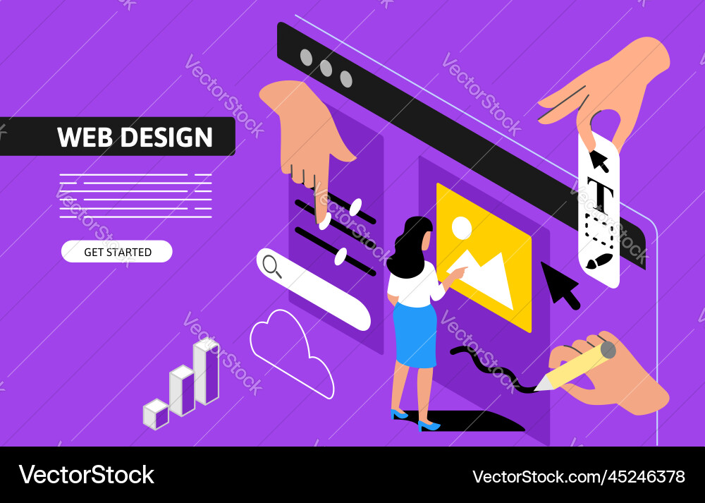 Web page isometric concept use Web page isometric concept use vector image
