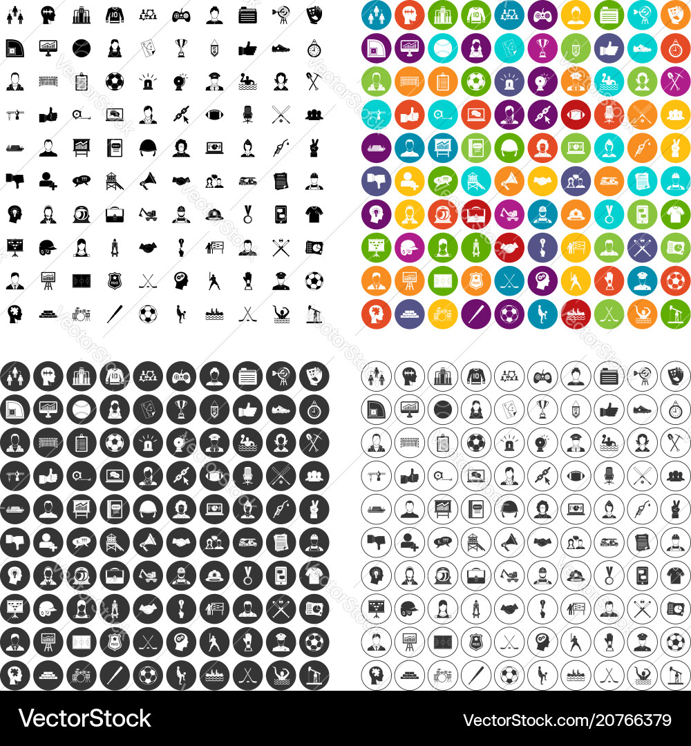 100 team player icons set variant 100 team player icons set variant vector image