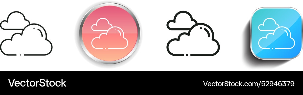 Cloudy icon thin linear regular and button style vector image