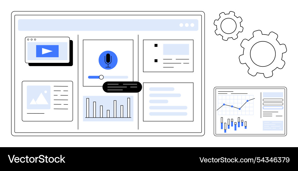 Digital dashboard with analytical widgets Digital dashboard with analytical widgets Vector Image