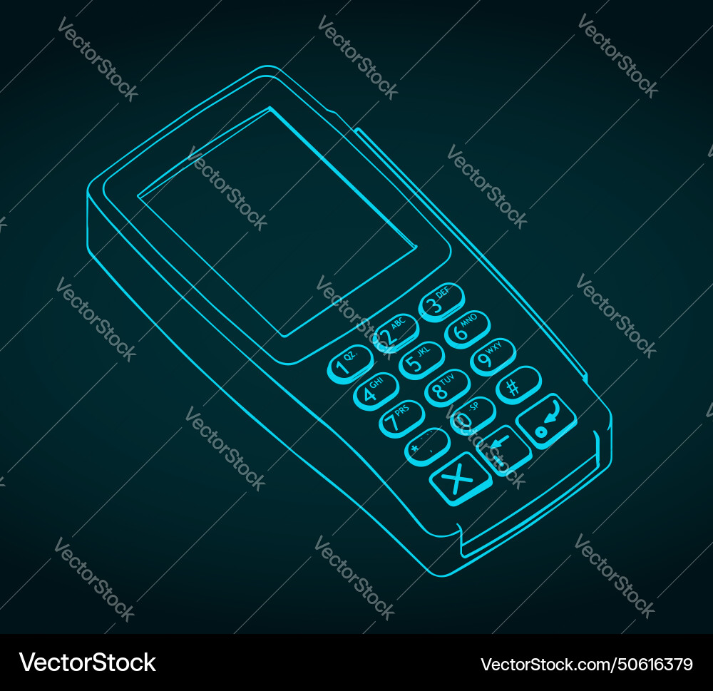 Electronic cash terminal drawing Royalty Free Vector Image