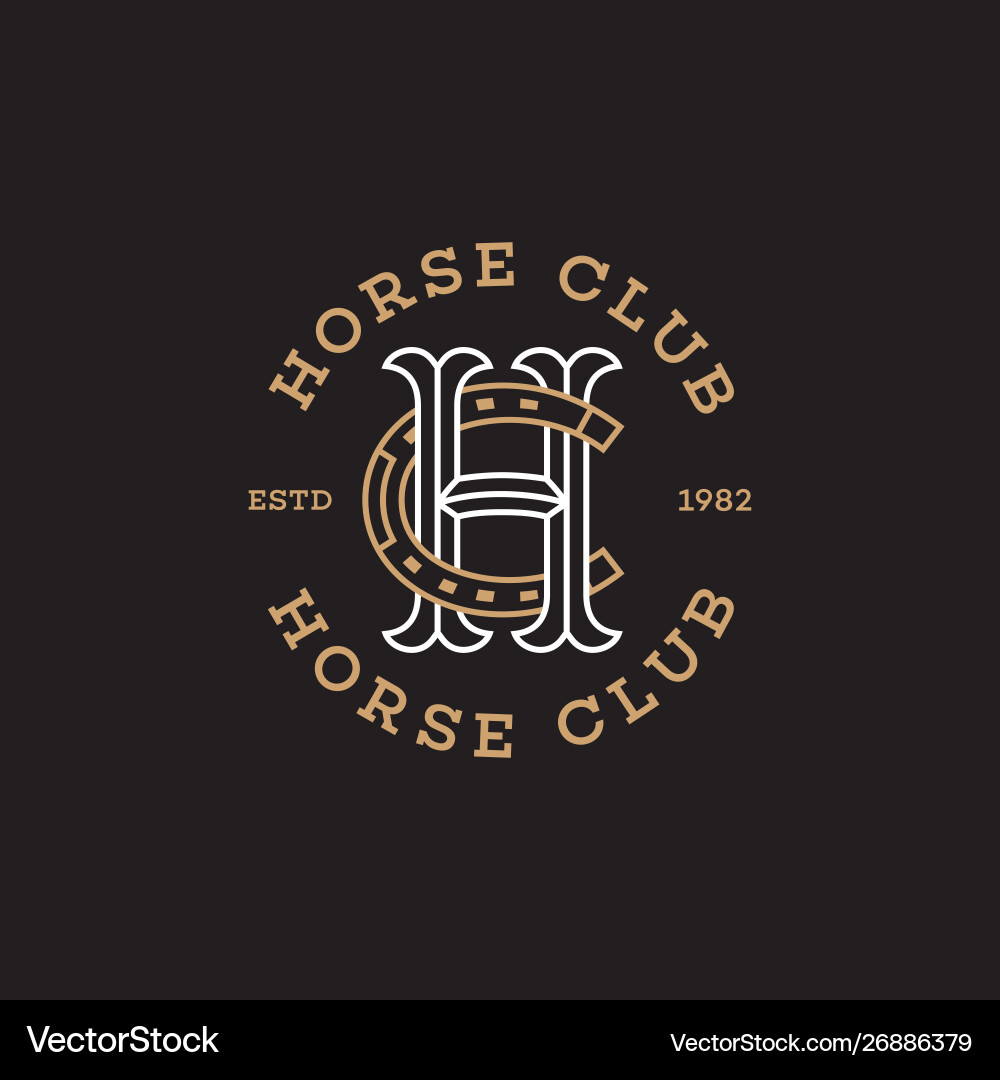 Horse Club Monogram - Horseshoe Letter vector image