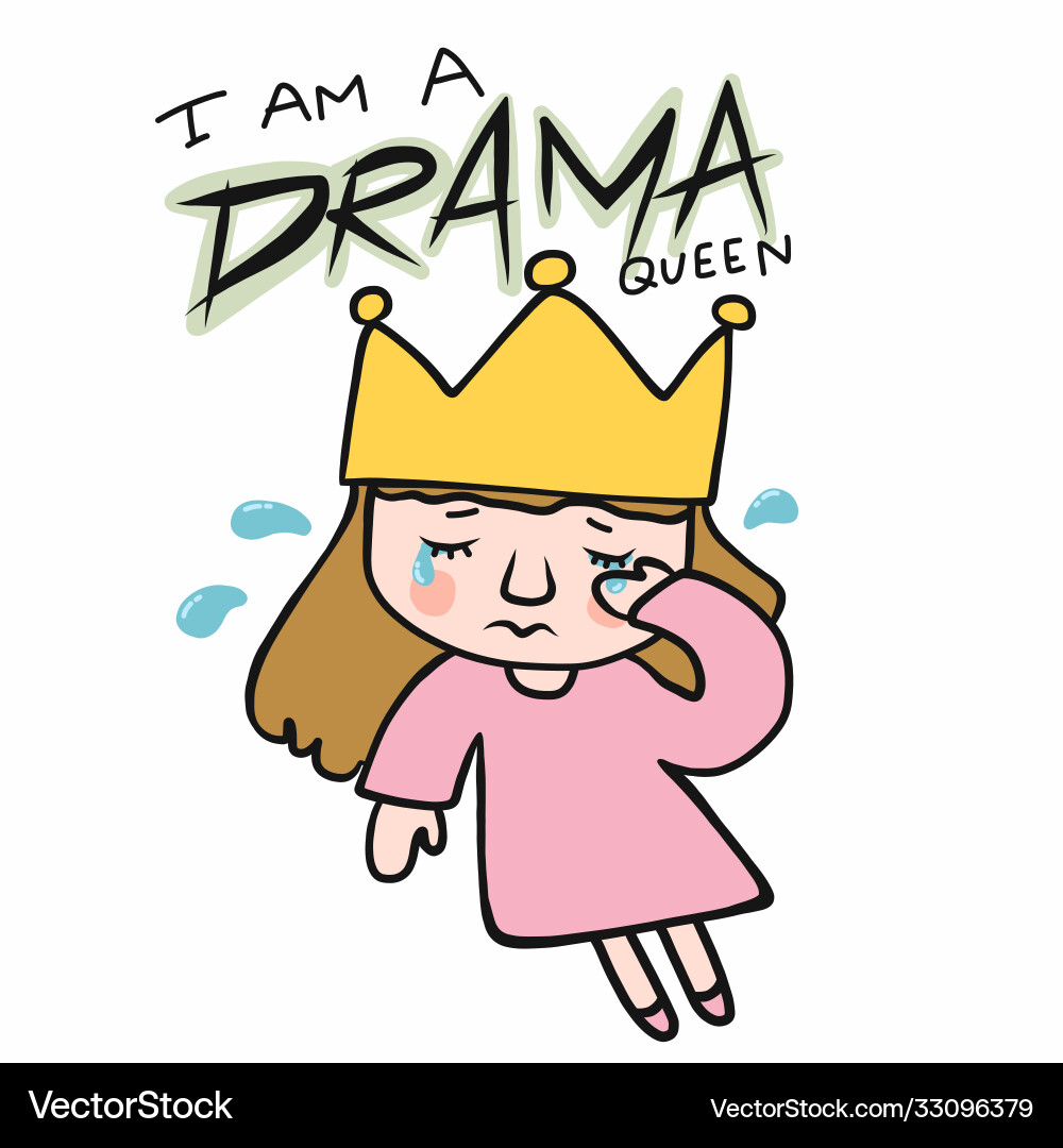 I am a drama queen girl cry cartoon I am a drama queen girl cry cartoon vector image