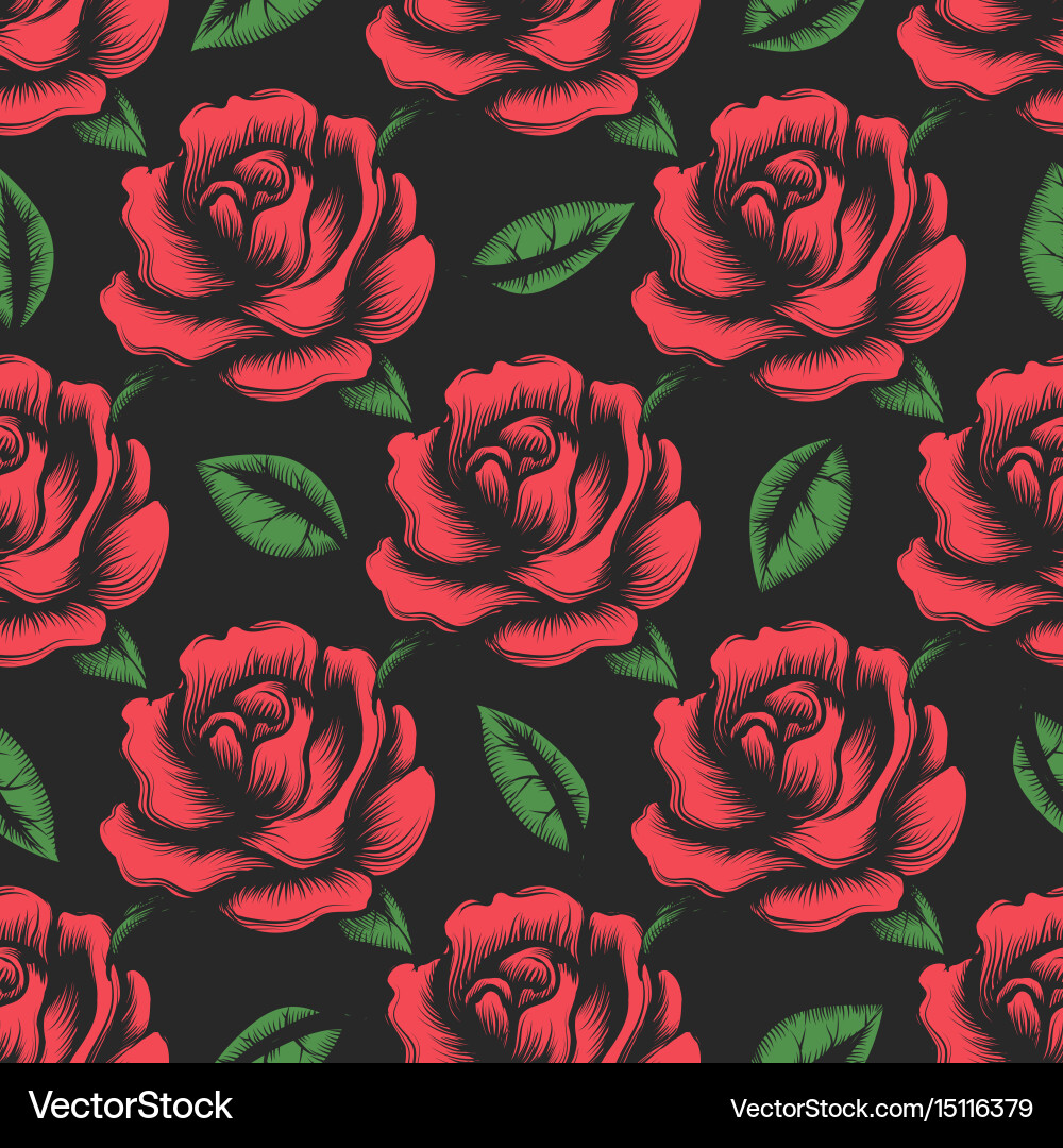 Red rose flower seamless pattern Royalty Free Vector Image