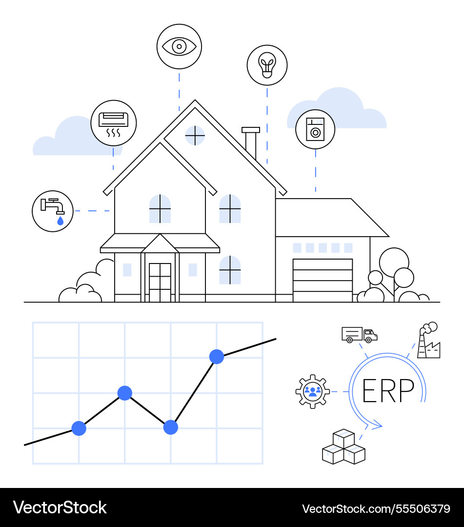 Smart home automation with iot devices and erp Smart home automation with iot devices and erp vector image