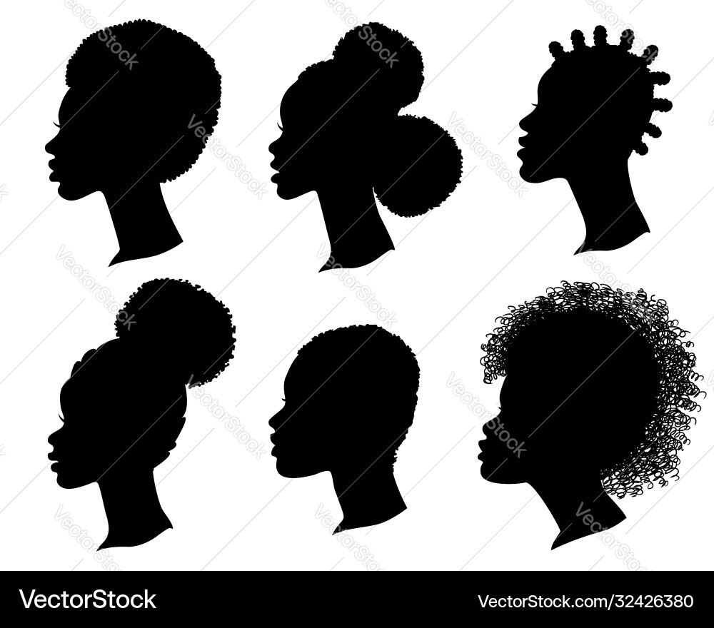 African Woman Profile Silhouette vector image
