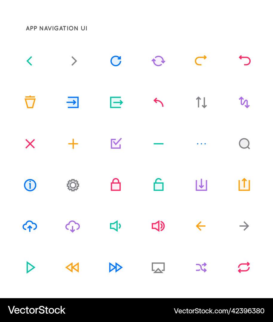 App control system user interface ui icon set vector image