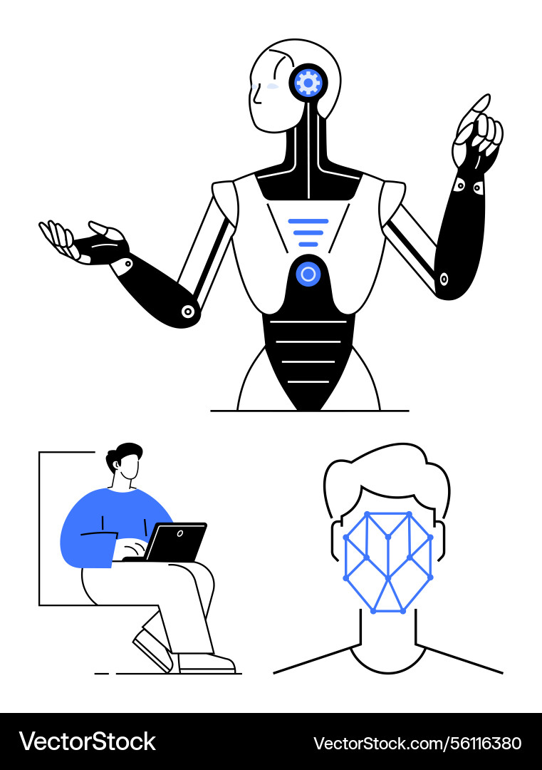 Artificial intelligence concept with robot facial Artificial intelligence concept with robot facial vector image