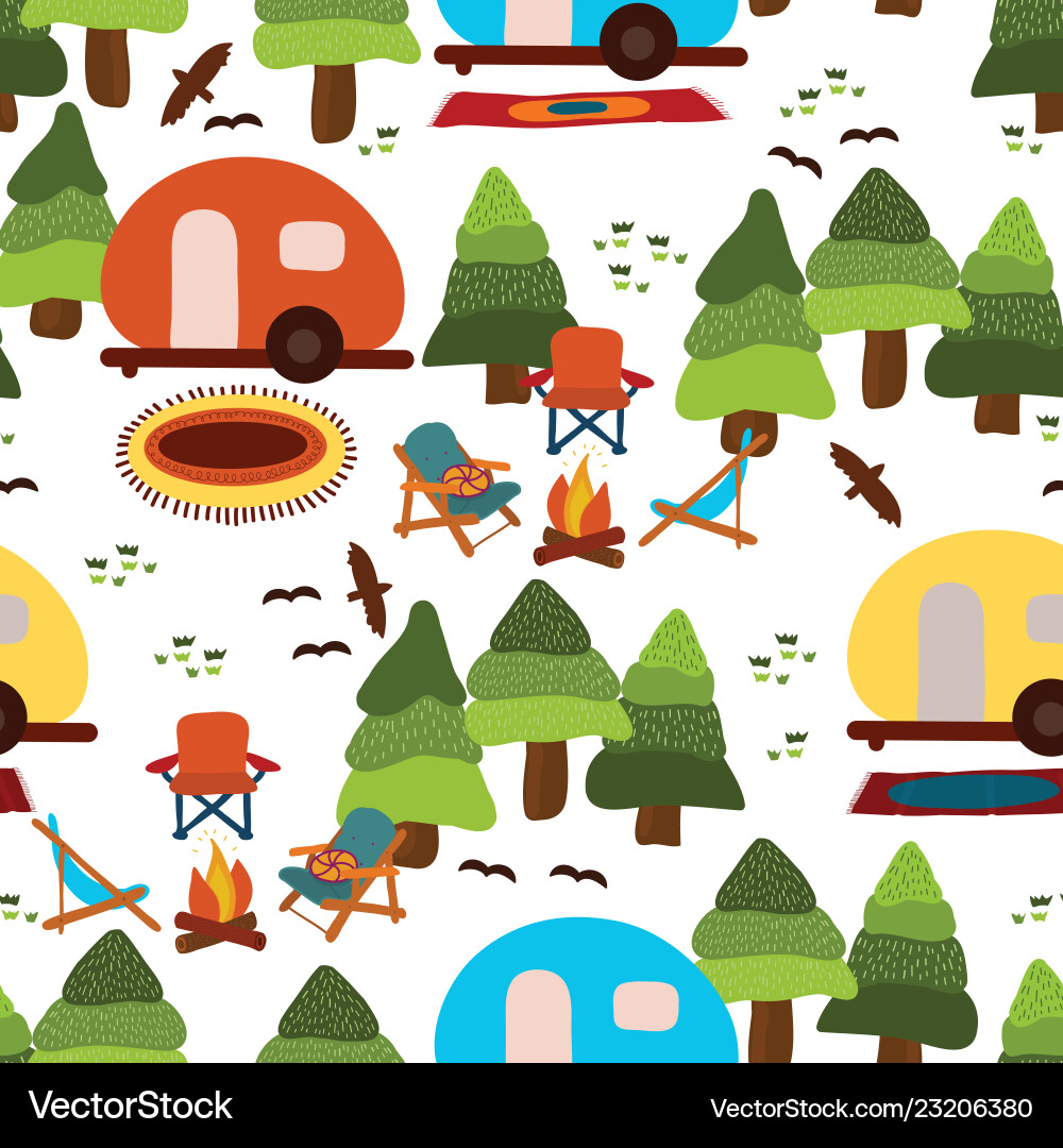 Camping seamless pattern background Royalty Free Vector