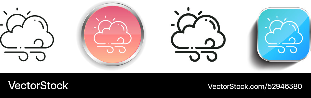 Cloudy icon thin linear regular and button style vector image