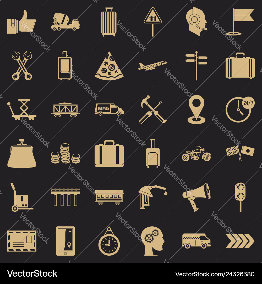 Container delivery icons set simple style Container delivery icons set simple style Vector Image