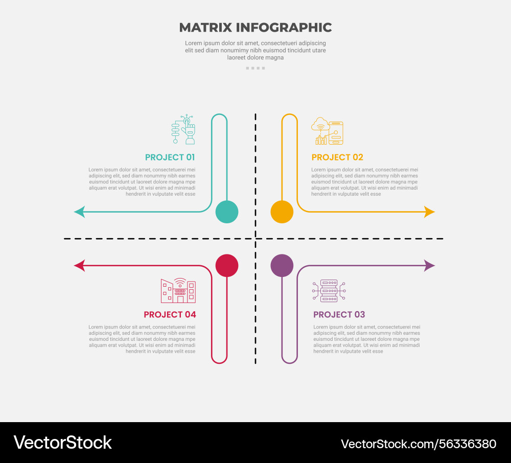 Matrix grid structure infographic outline style Matrix grid structure infographic outline style vector image