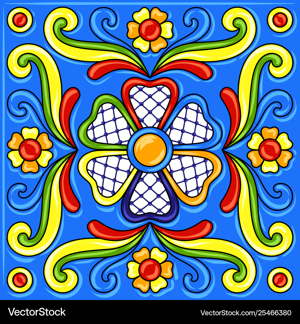 Mexican Talavera Tile Pattern Vector Image