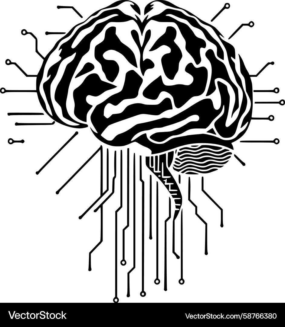 Neural Network Brain Circuit Art Vector Image