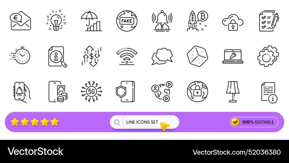 Wifi settings gears and dice line icons for web Wifi settings gears and dice line icons for web vector image