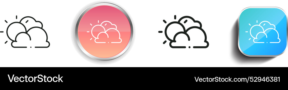 Cloudy icon thin linear regular and button style vector image