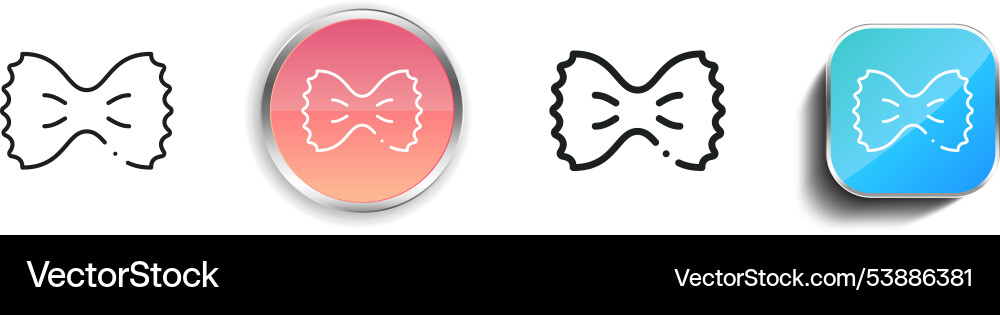 Farfalle icon thin linear regular and button Farfalle icon thin linear regular and button vector image