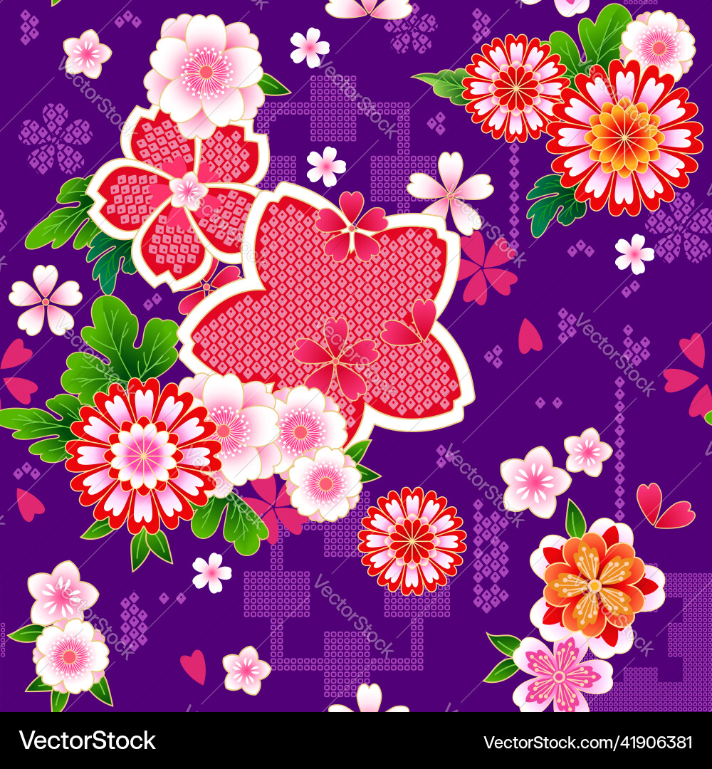 Japanese spring floral background in traditional vector image