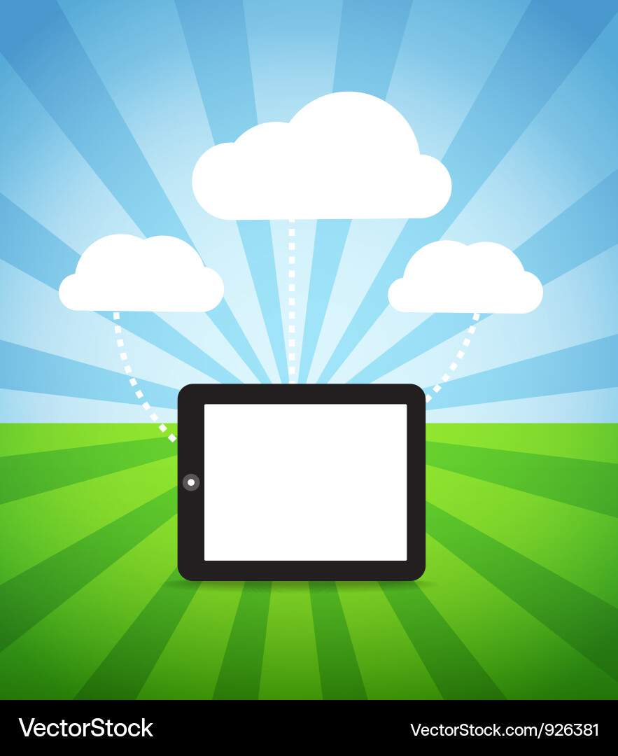 Modern Tech Display with Clouds vector image