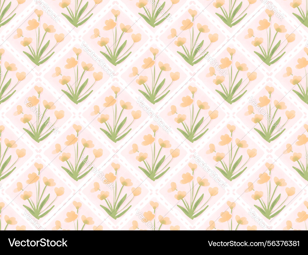 Watercolor block print yellow tulip flower Vector Image