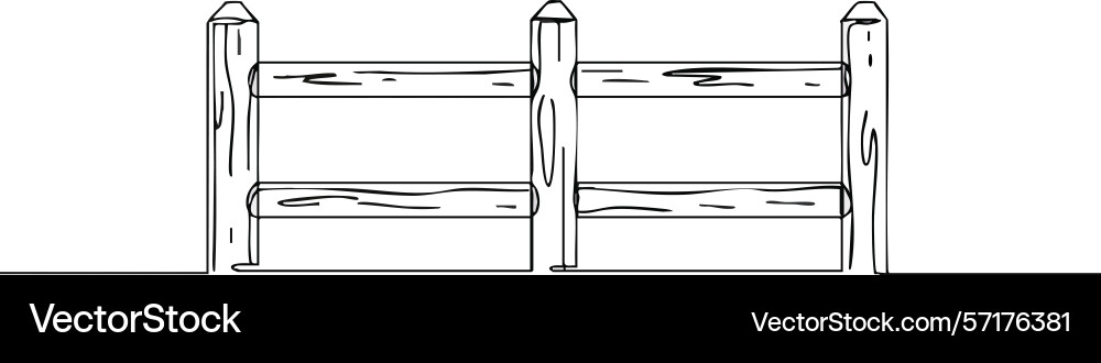 Wooden fence with posts and rails simple design Wooden fence with posts and rails simple design vector image