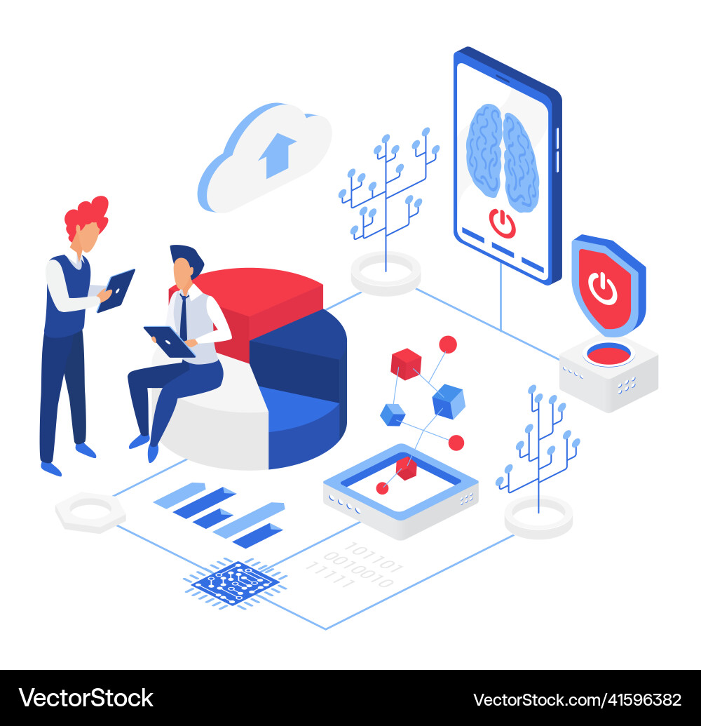 Artificial intelligence smart data storing center vector image